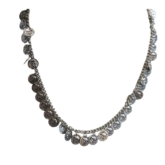 Vtg Mini Petite Francaise Republique Gold Tone Coin Long Necklace - Picture 1 of 5